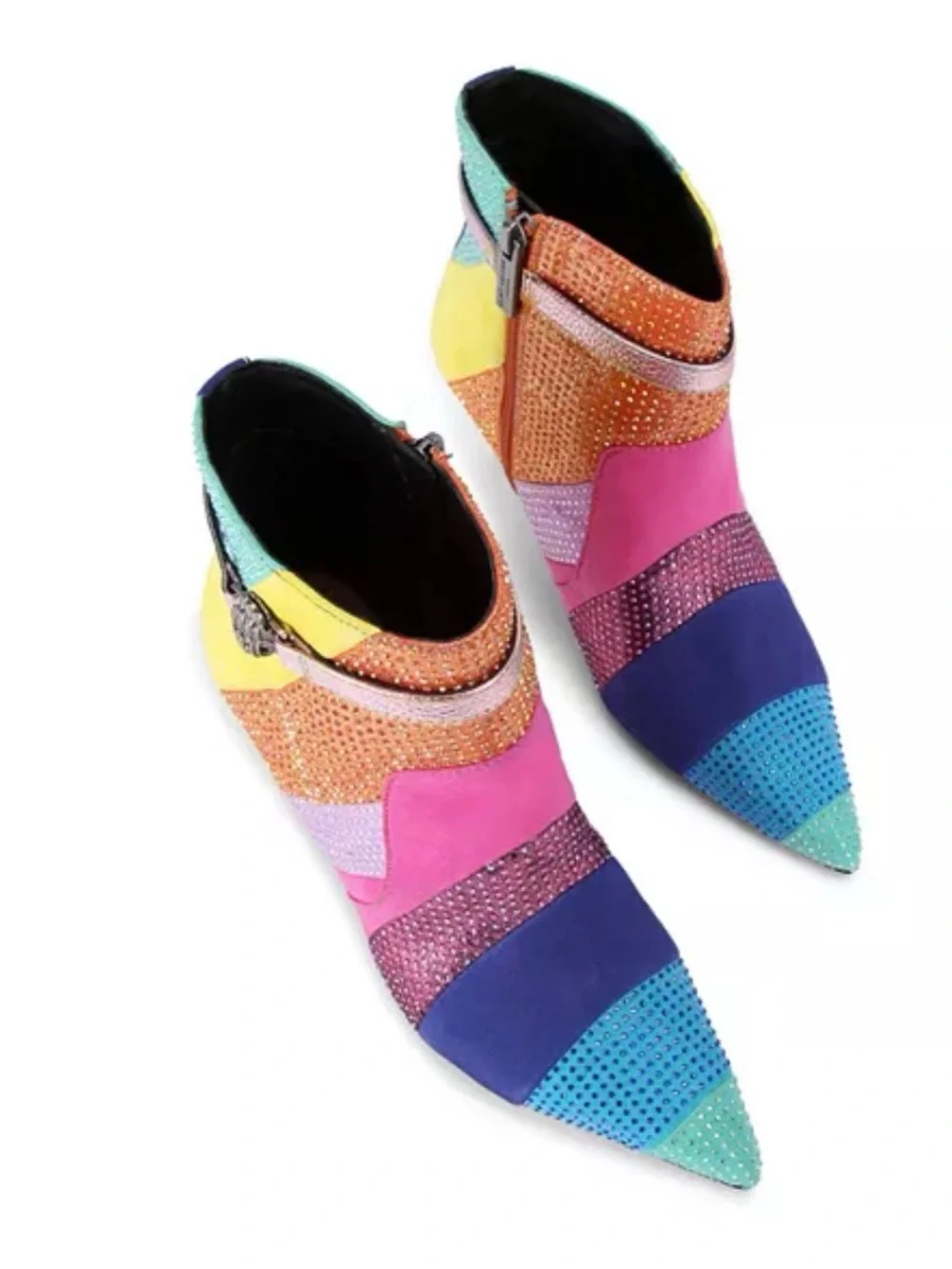 New KURT GEIGER Kensington Flexi Ankle Boot Rainbow Crystal $300 Sz 38